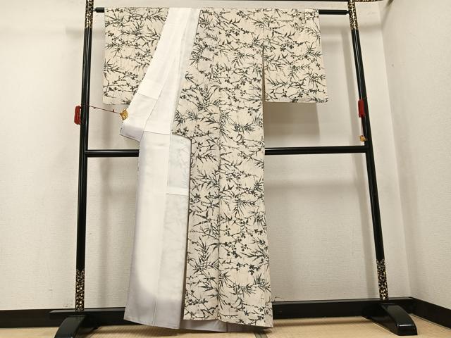 平和屋着物●上質な小紋 ろうけつ染 草木文 正絹 逸品 AABJ3989ph