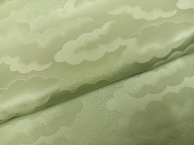 平和屋着物●上質な色無地 雲重ね地紋 若菜色 正絹 逸品 AABJ3995ph