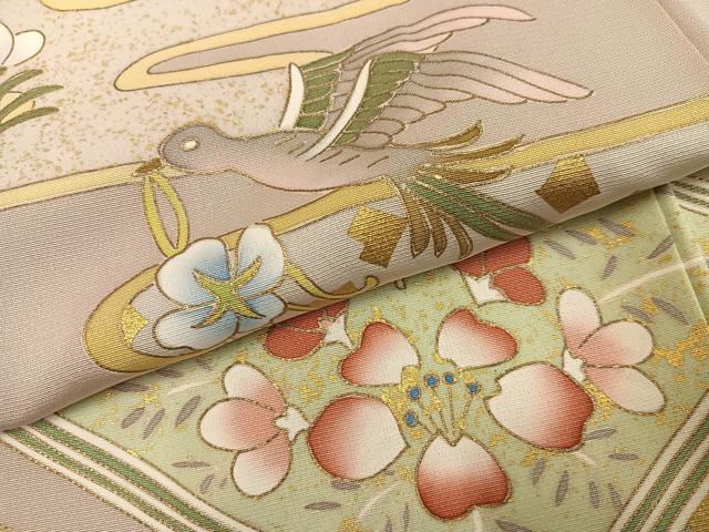 平和屋着物●京友禅作家 米沢新之助 色留袖 駒刺繍 エ霞花鳥菱文 花喰い鳥 金彩 正絹 逸品 未使用 AABJ3996ph