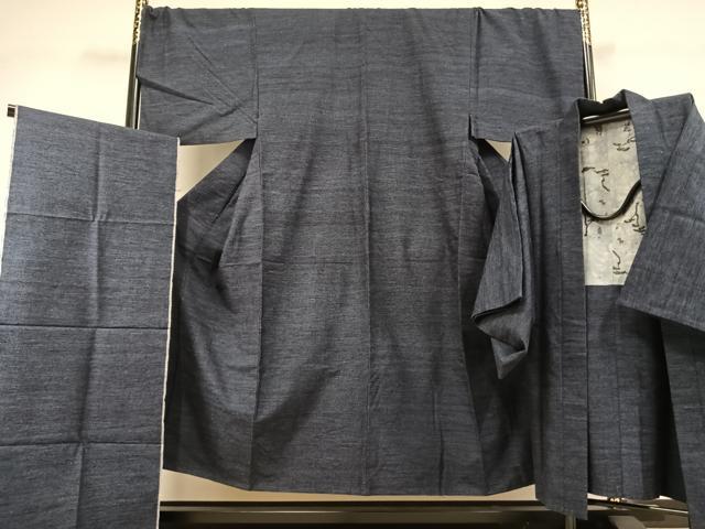 平和屋着物●男性　薩摩結城　アンサンブル　霞文　正絹　逸品　DABC3196az 平和屋着物○男性 結城紬 アンサンブル 杢 霞文 キングサイズ 正絹