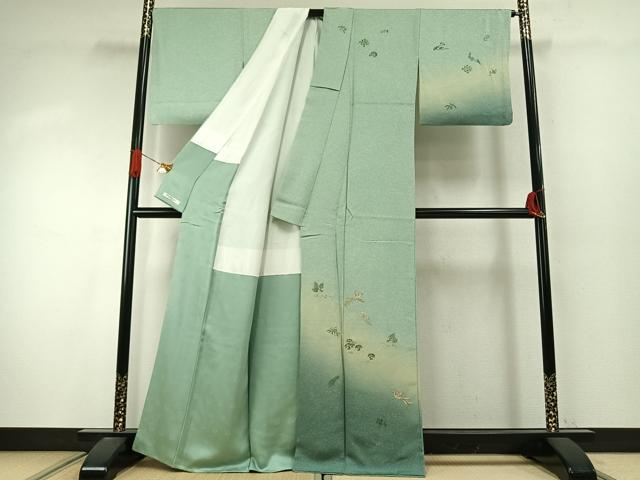 平和屋着物●訪問着 駒刺繍 松竹梅 亀 飛鳥文 暈し染め 金糸 金彩 正絹 逸品 AABJ4002fy