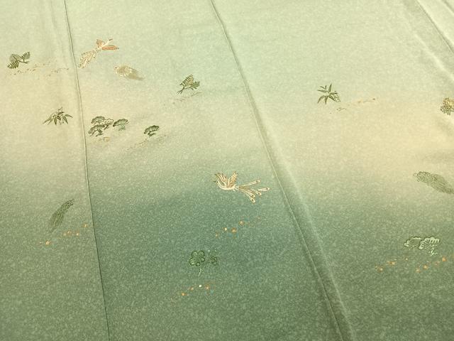 平和屋着物●訪問着 駒刺繍 松竹梅 亀 飛鳥文 暈し染め 金糸 金彩 正絹 逸品 AABJ4002fy