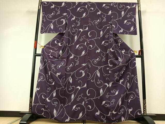 平和屋着物●上質な小紋 花唐草文 まるやま扱い 正絹 逸品 AABJ4005fy