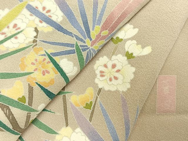 平和屋着物●十日町友禅作家 岡村蒼風 訪問着 風景花文 暈し染め 正絹 逸品 AABJ4008fy