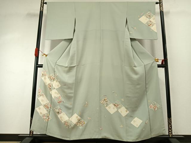 平和屋着物●訪問着 駒刺繍 楽器花文 金彩 正絹 逸品 AABJ4011fy