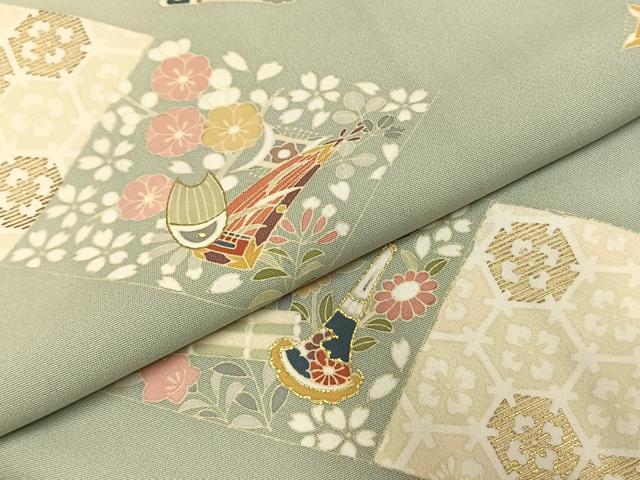 平和屋着物●訪問着 駒刺繍 楽器花文 金彩 正絹 逸品 AABJ4011fy