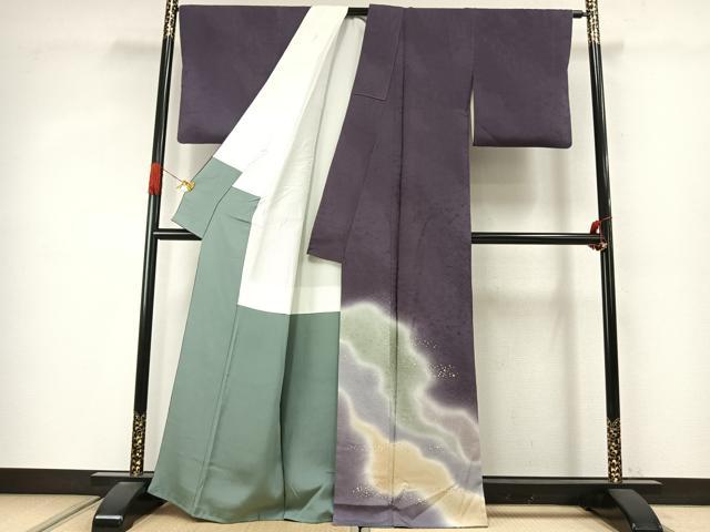 平和屋着物●色留訪問着 道長散らし文様 暈し染め 金彩 正絹 逸品 AABJ4017fy