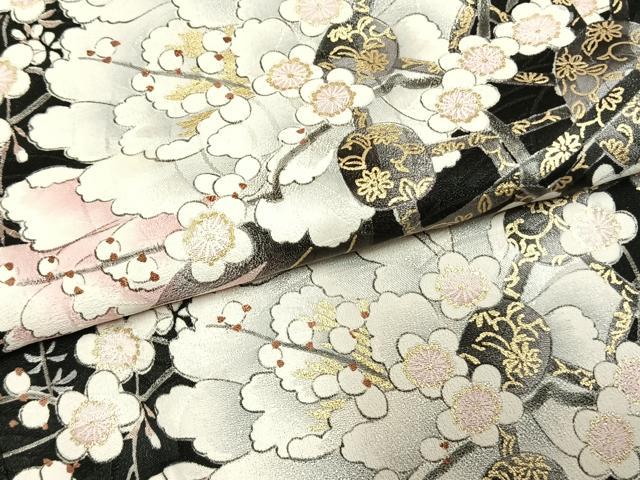 平和屋着物●豪華振袖 草花文 黒地 金彩 正絹 逸品 AABJ4021fy