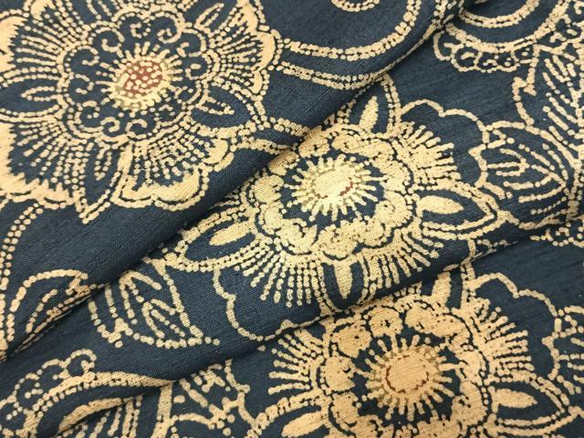 平和屋着物●上質な小紋 紬地 型染め 花唐草文 正絹 逸品 AABJ4024fy