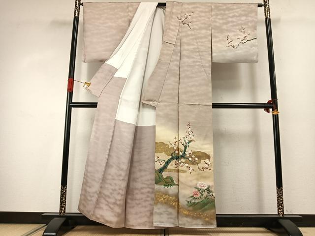 平和屋着物●京友禅作家 山下剛志郎 訪問着 花鳥文 暈し染め 金彩 正絹 逸品 AABJ4026fy