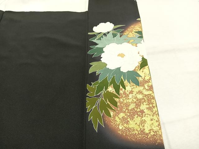 平和屋着物●豪華黒留袖 作家物 孔雀花文 金彩 正絹 逸品 AABJ4027fy