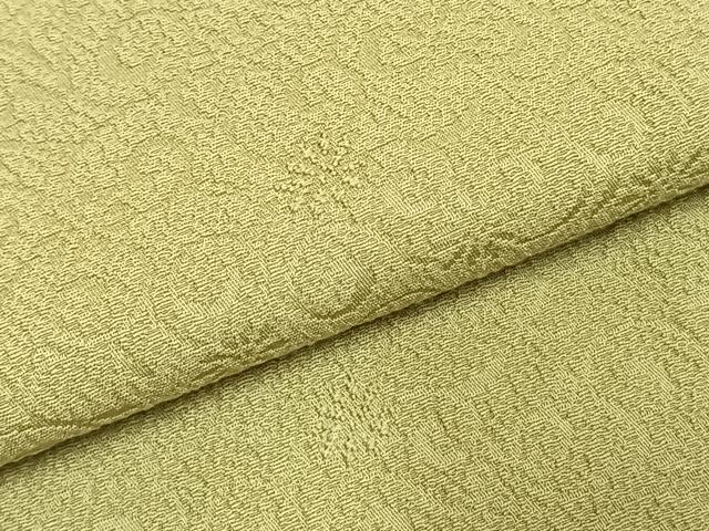 平和屋着物●上質な色無地 花唐草地紋 抹茶色 正絹 逸品 未使用 AABJ4034fy