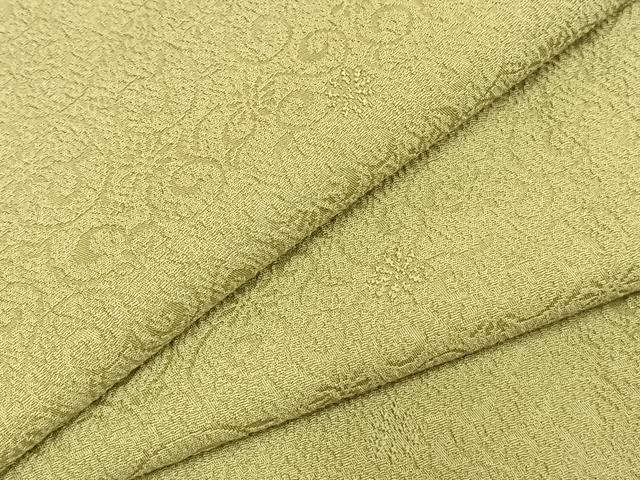 平和屋着物●上質な色無地 花唐草地紋 抹茶色 正絹 逸品 未使用 AABJ4034fy