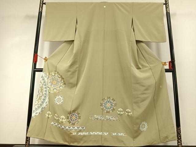 平和屋着物●豪華色留袖 作家物 駒刺繍 吉祥花文 金彩 正絹 逸品 AABJ4045fy
