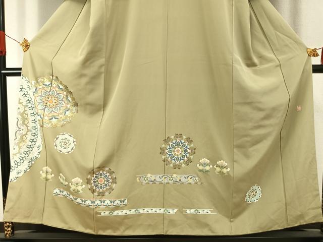 平和屋着物●豪華色留袖 作家物 駒刺繍 吉祥花文 金彩 正絹 逸品 AABJ4045fy