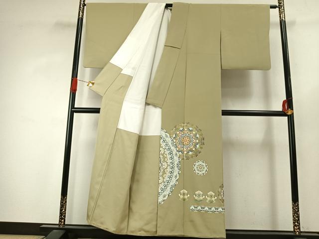 平和屋着物●豪華色留袖 作家物 駒刺繍 吉祥花文 金彩 正絹 逸品 AABJ4045fy