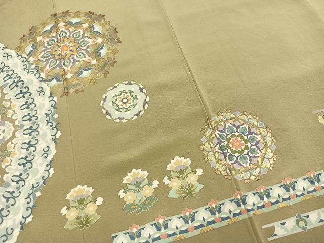 平和屋着物●豪華色留袖 作家物 駒刺繍 吉祥花文 金彩 正絹 逸品 AABJ4045fy