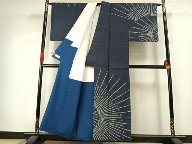 平和屋着物●訪問着 生紬地 絞り 幾何学文様 やまと誂製 正絹 逸品 AABJ4049fy