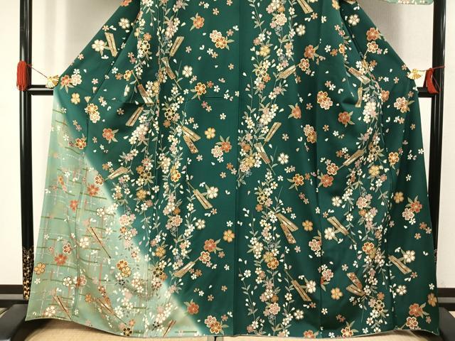 平和屋着物●訪問着 扇面花文 暈し染め 金彩 正絹 逸品 AABJ4051fy