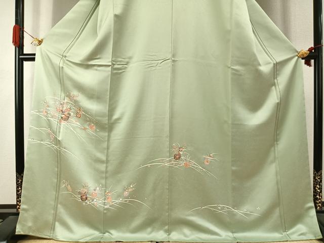 平和屋着物●訪問着 草花文 金彩 ロング丈 正絹 逸品 未使用 AABJ4057fy