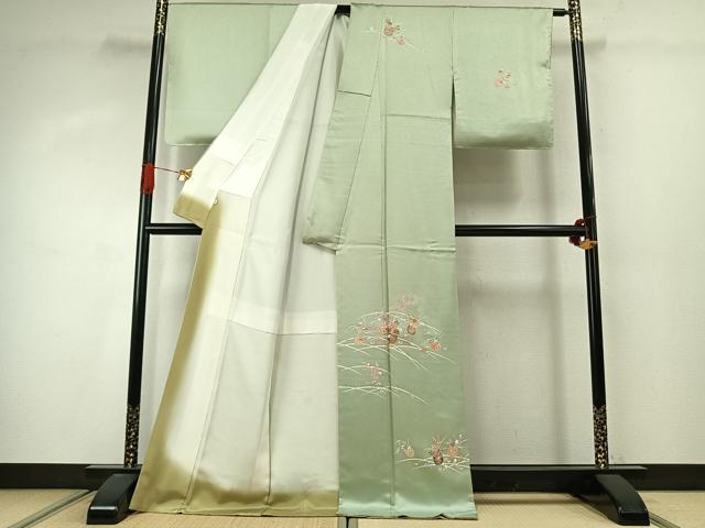 平和屋着物●訪問着 草花文 金彩 ロング丈 正絹 逸品 未使用 AABJ4057fy