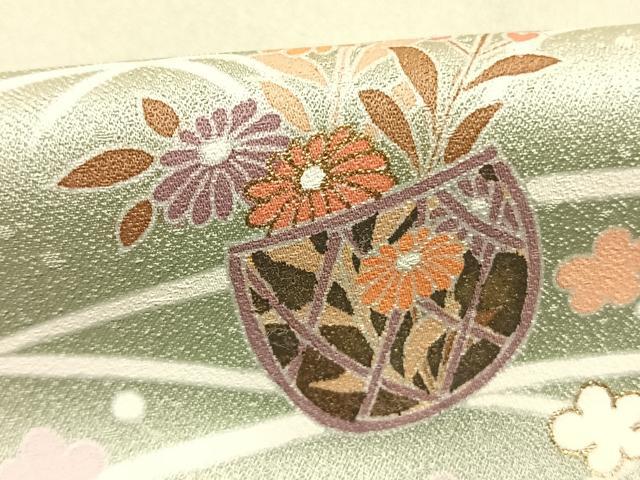 平和屋着物●訪問着 草花文 金彩 ロング丈 正絹 逸品 未使用 AABJ4057fy