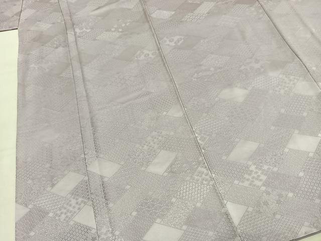 平和屋着物●上質な色無地 檜垣花地紋 桜鼠色 正絹 逸品 未使用 AABJ4059fy