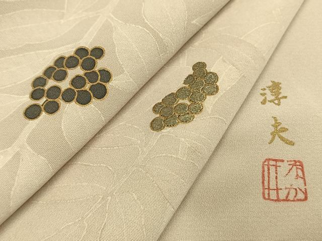 平和屋着物●中井淳夫 訪問着 刺繍 草花文 金糸 金彩 正絹 逸品 AABJ4060fy