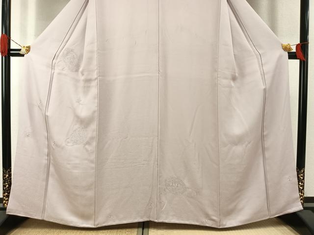 平和屋着物●無地絵羽訪問着 中国三大刺繍 汕頭刺繍 スワトウ刺繍 総刺繍 鏡裏花文 牡丹鼠色 正絹 逸品 AABJ4070fy