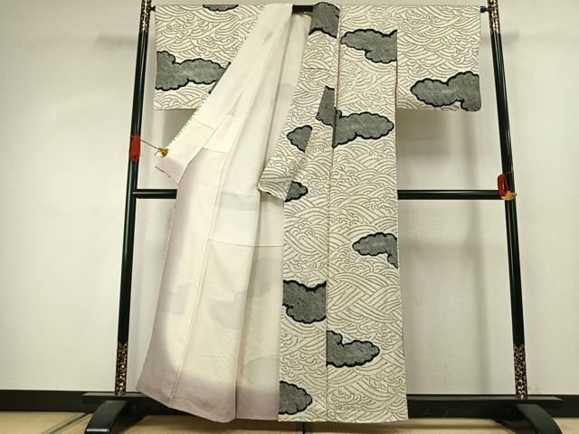平和屋着物●上質な小紋 総絞り 雲取り文 正絹 逸品 AABJ4074fy