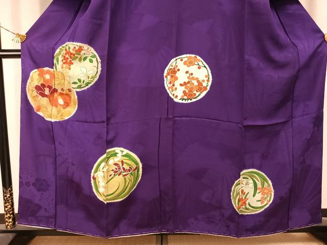 平和屋着物●アンティーク 大正ロマン 訪問着 駒刺繍 花丸文 金糸 金彩 正絹 逸品 AABJ4082fy