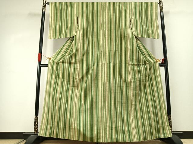 平和屋着物●上質な紬 縞 正絹 逸品 AABJ4083fy