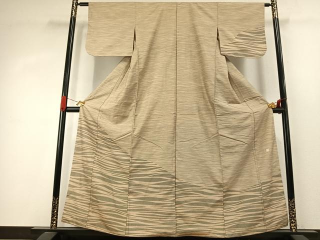 平和屋着物●訪問着 紬地 作家物 幾何学文様 正絹 逸品 AABJ4091fy