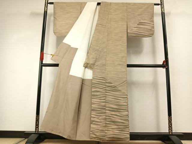 平和屋着物●訪問着 紬地 作家物 幾何学文様 正絹 逸品 AABJ4091fy