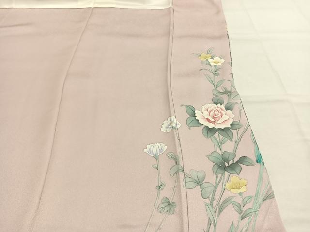 平和屋着物●巨匠 前田華清 手描き 訪問着 草花文 暈し染め 正絹 逸品 AABJ4092fy