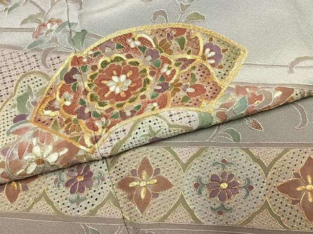 平和屋着物●訪問着 中国三大刺繍 汕頭刺繍 スワトウ刺繍 総刺繍 地紙花文 暈し染め 金糸 正絹 逸品 AABJ4094fy