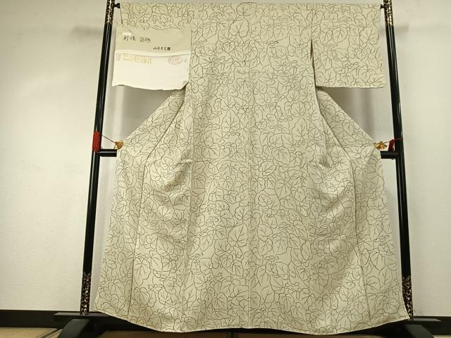 平和屋着物●上質な小紋 草花文 丹後ちりめん 反端付き 正絹 逸品 未使用 AABJ4095fy