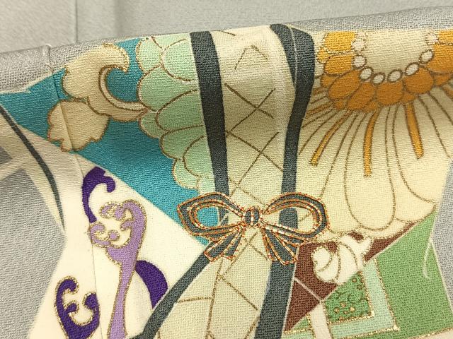 平和屋着物●訪問着 駒刺繍 誰が袖花文 暈し染め 金彩 正絹 逸品 AABJ4102fy