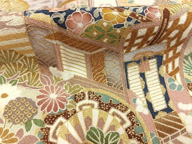 平和屋着物●豪華色留袖 松竹梅 御所車花鳥文 金彩 正絹 逸品 AABJ4107fy