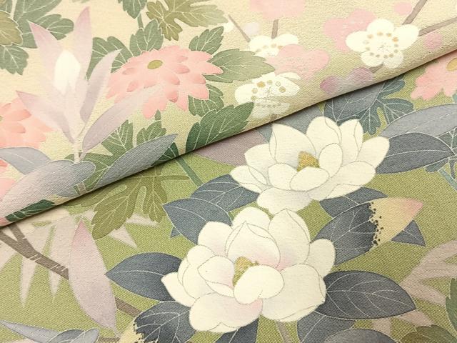 平和屋着物●十日町友禅作家 一梗 訪問着 枝花文 暈し染め 正絹 逸品 AABJ4111fy