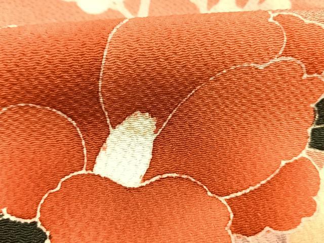 平和屋着物●訪問着 友禅 作家物 枝花文 鬼しぼ縮緬 正絹 逸品 AABJ4112fy