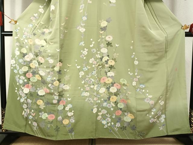 平和屋着物●訪問着 友禅 作家物 枝花文 暈し染め やまと誂製 正絹 逸品 未使用 AABJ4117fy