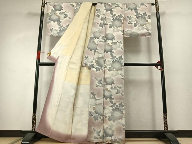 平和屋着物●上質な小紋 地紋起こし 草花文 正絹 逸品 AABJ4124fy