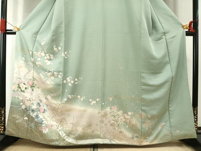 平和屋着物●訪問着 草花文 暈し染め 金彩 正絹 逸品 AABJ4127fy
