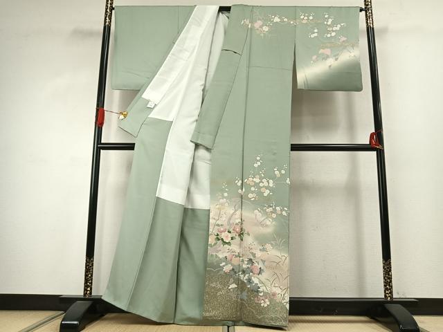 平和屋着物●訪問着 草花文 暈し染め 金彩 正絹 逸品 AABJ4127fy