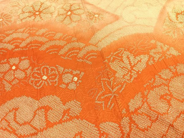 平和屋着物●豪華振袖 総絞り 舞花文 暈し染め 正絹 逸品 AABJ4131fy