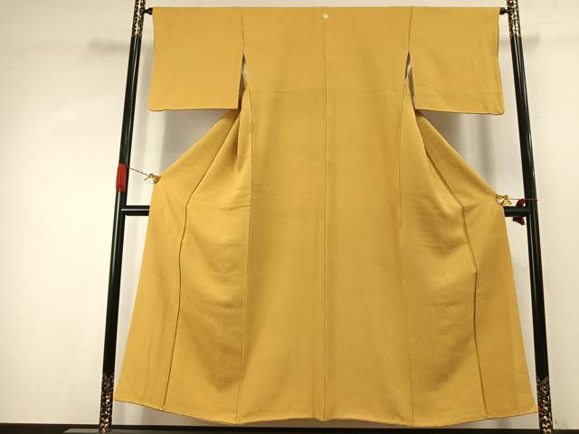 平和屋着物●上質な色無地 幾何学地紋 櫨染色 正絹 逸品 AABJ4137fy