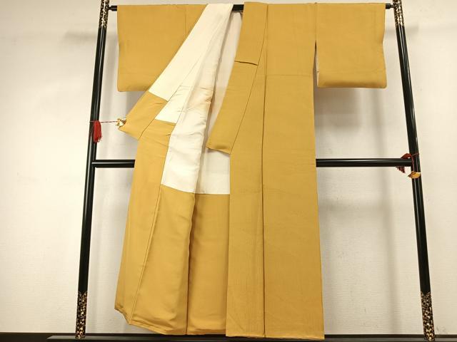 平和屋着物●上質な色無地 幾何学地紋 櫨染色 正絹 逸品 AABJ4137fy