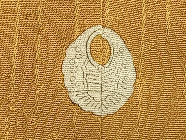 平和屋着物●上質な色無地 幾何学地紋 櫨染色 正絹 逸品 AABJ4137fy