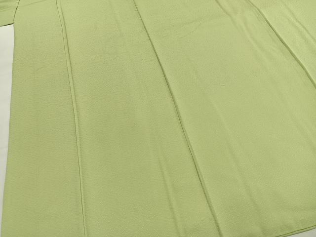 平和屋着物●上質な色無地 霞地紋 若菜色 正絹 逸品 AABJ4149fy